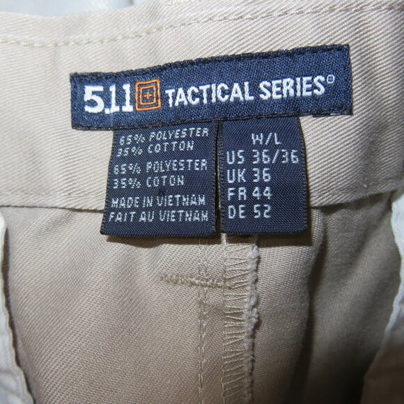 5.11 Tactical Dress Pants Cotton Khaki Canvas Men's 36x35 Khaki Side Zip 7 Pock - Picture 9 of 15